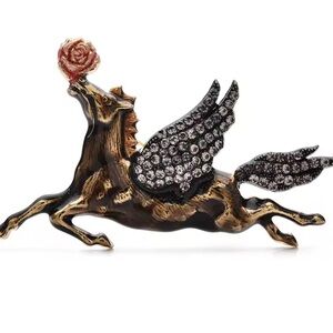Pegasus Horse Rose Brooch